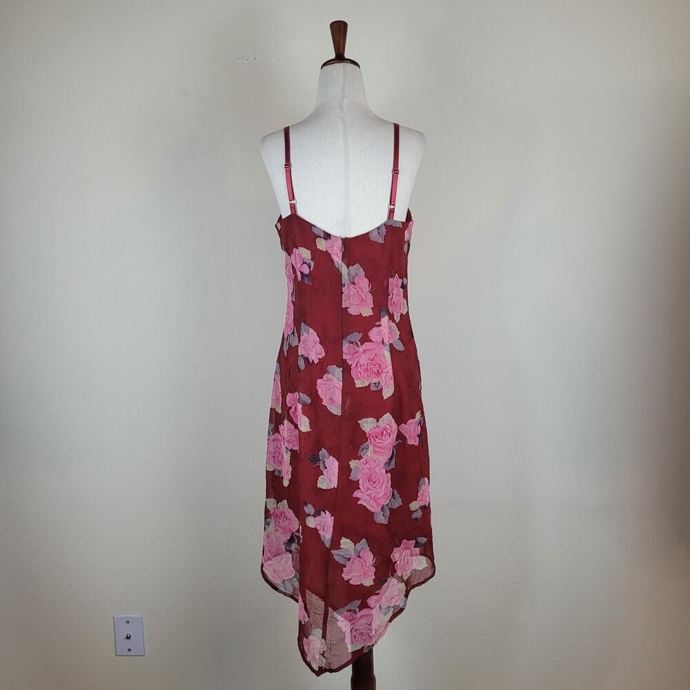 Vintage Necessary Objects Dress Medium Red Floral Fairy Apron Coquette Hi-Lo Y2K - Picture 4 of 11